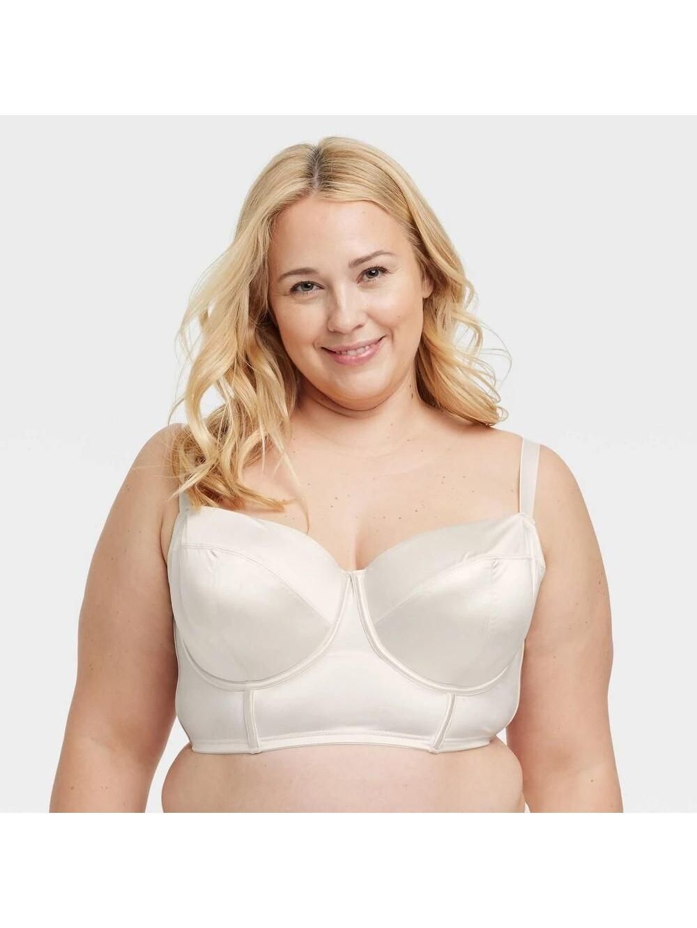 Women's Bustier Satin Lightly Lined Lingerie Corset - Auden™ Cream XXL